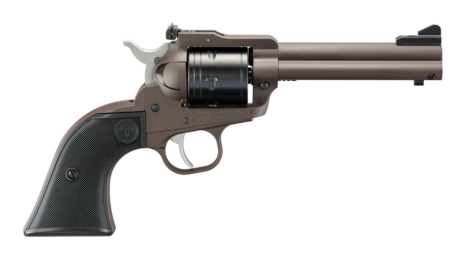 Ruger 2071 Super Wrangler 250th Anniversary 22 LR/22 WMR 6 Shot 4.62" Dark Bronze Cerakote Steel Engraved Barrel, Steel Frame, Checkered Synthetic Grip, Transfer Bar Safety, Exposed Hammer