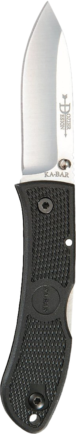 Ka-Bar 4062 Dozier Hunter 3" Drop Point Folding Knife, AUS-8A SS Blade, Black Zytel Handle, Clip Included