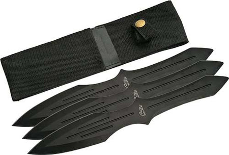 Rite Edge Black Throwing Knife Set 9.75" Blades 3PC with Sheath