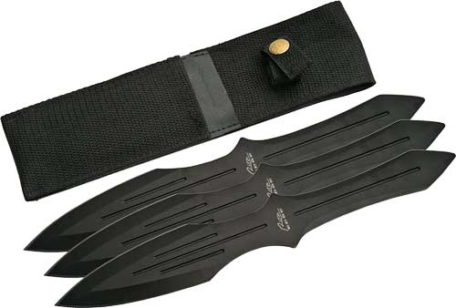 Rite Edge Black Throwing Knife Set 9.75" Blades 3PC with Sheath