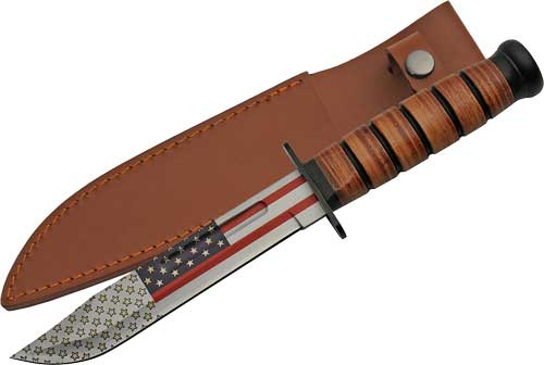 Rite Edge Flag Pattern Combat Fighter 7" Blade 12" OAL with Sheath