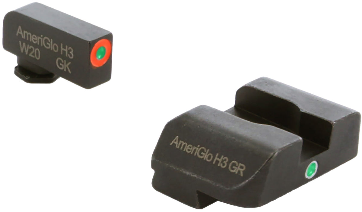 AmeriGlo GL203 Green Tritium Orange Outline i-Dot Sight Set for Glock 10mm/.45/.357 Models