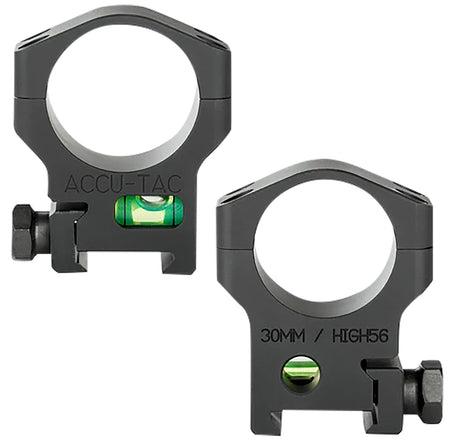 Accu-Tac HSR300 Flat Black 30mm Scope Rings with Bubble Level