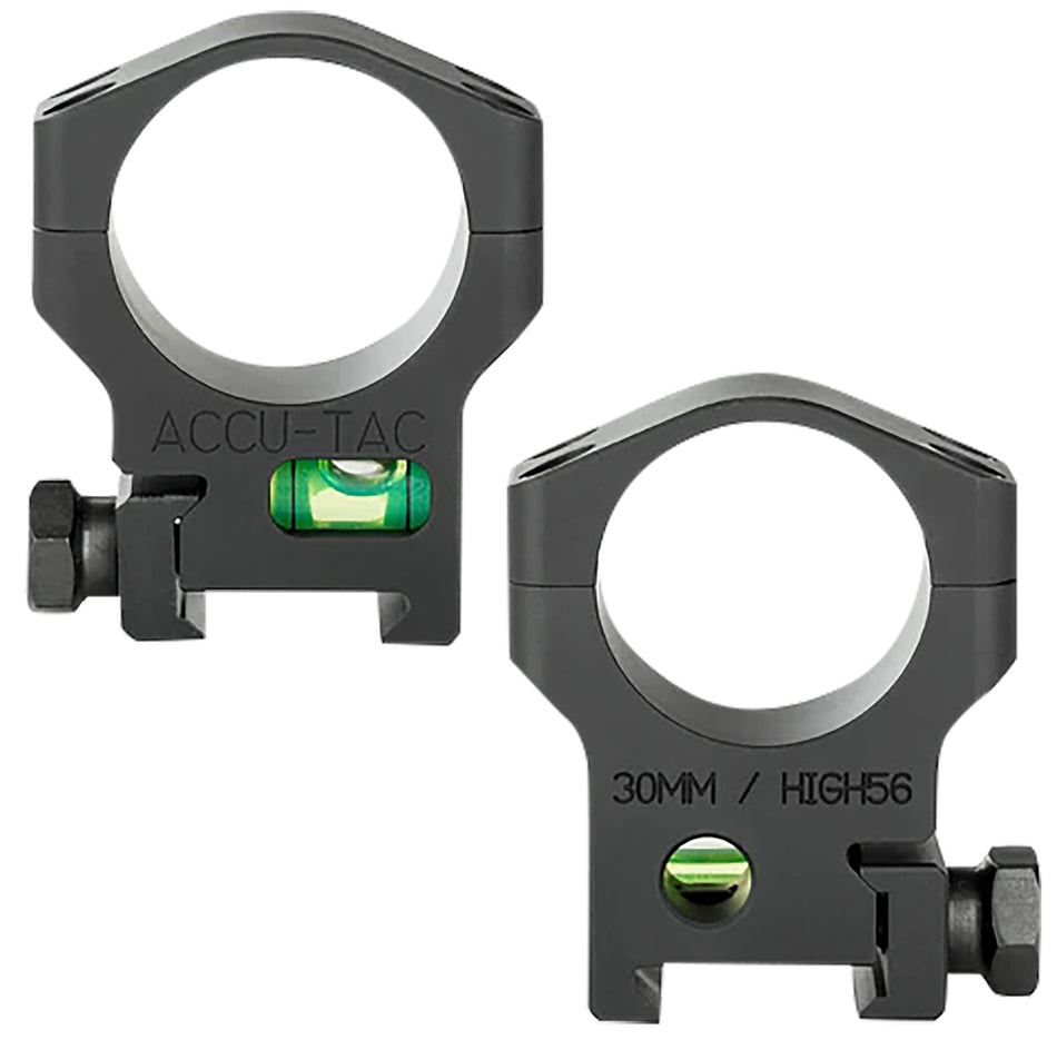 Accu-Tac HSR300 Flat Black 30mm Scope Rings with Bubble Level