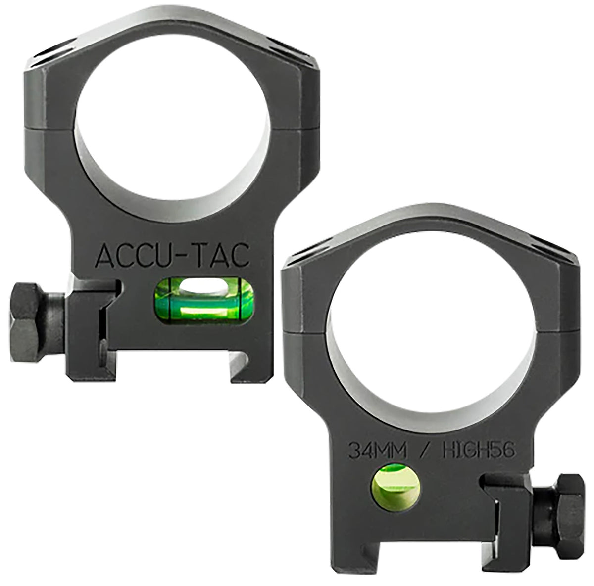 Accu-Tac HSR340 Flat Black 34mm Scope Rings with Bubble Level