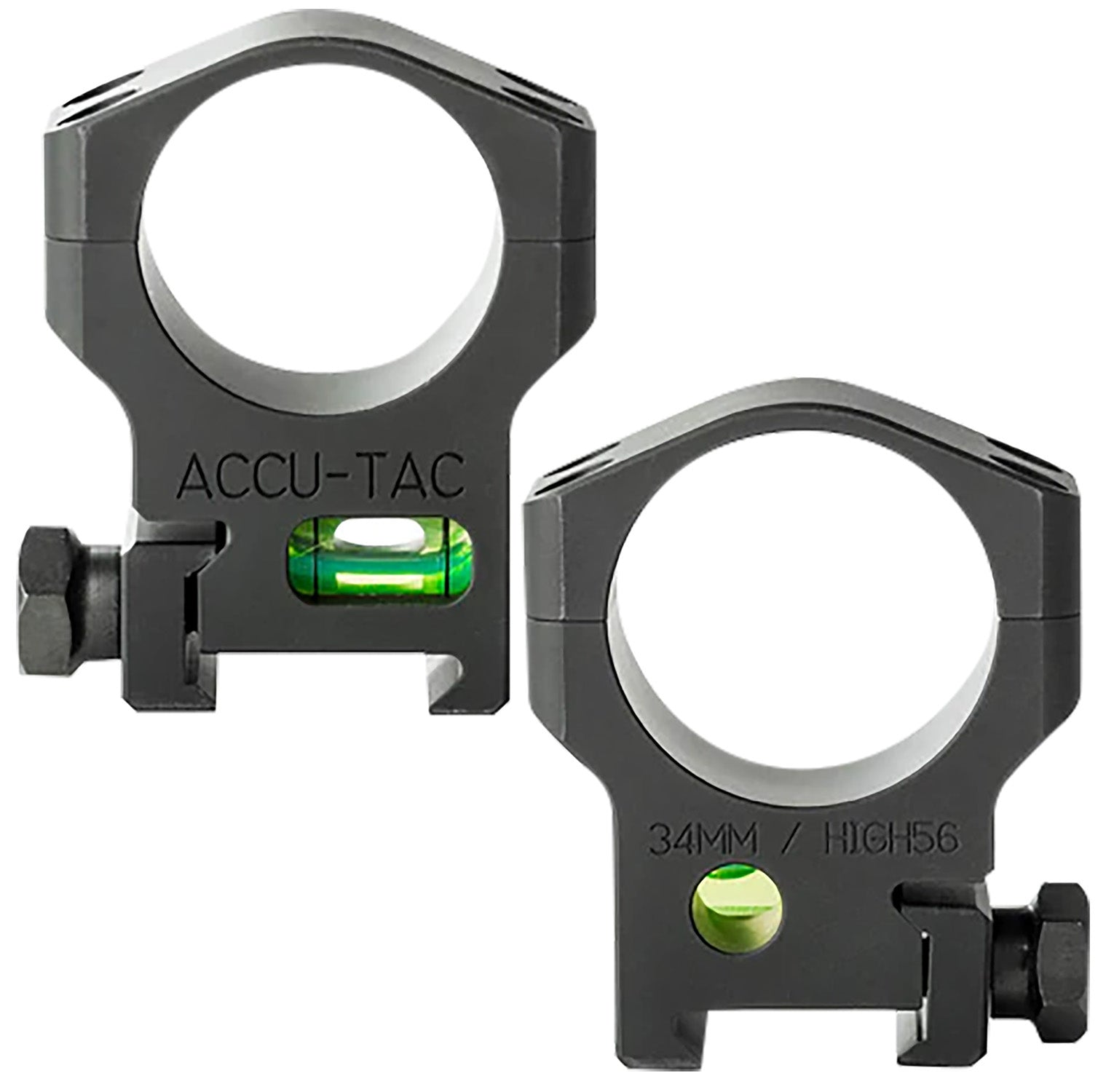 Accu-Tac HSR340 Flat Black 34mm Scope Rings with Bubble Level