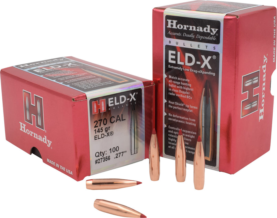 Hornady ELD-X 270 Cal .277 145gr Expanding Hunting Bullets 100 Count
