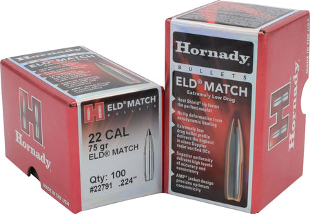 Hornady ELD Match 22 Cal .224 75gr Match Reloading Bullets 100 Count