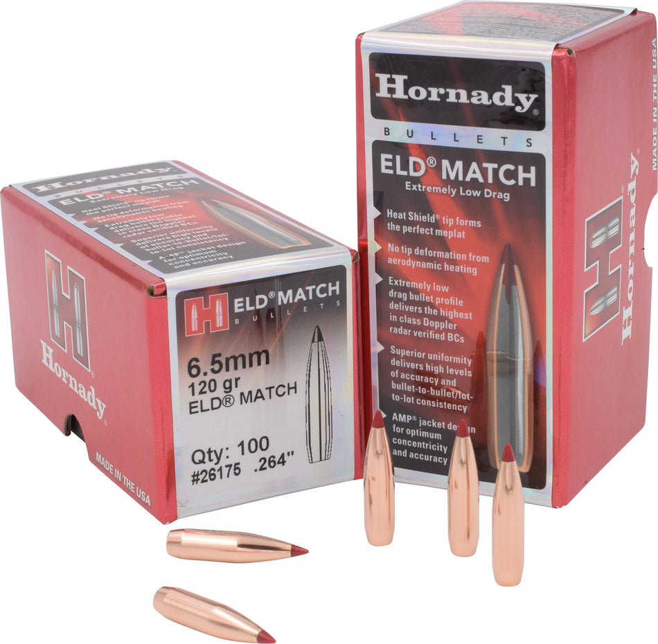 Hornady ELD Match 6.5mm .264 120gr Match Reloading Bullets 100 Count