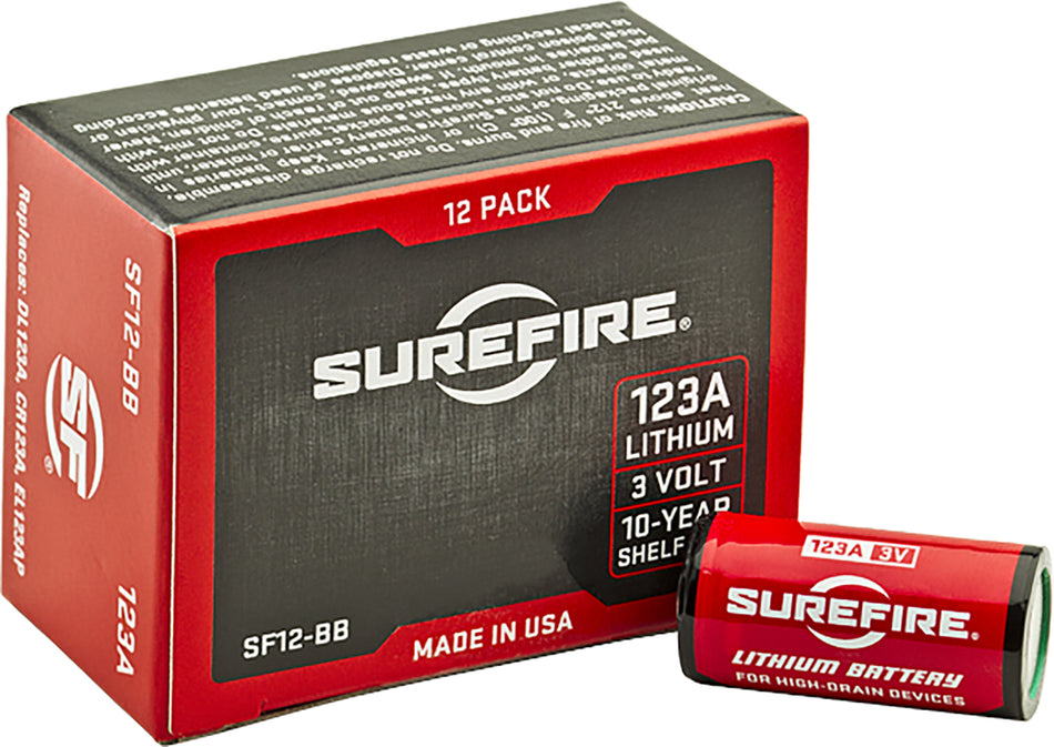 SureFire 123A Lithium Primary Batteries 3.0V 12-Pack Boxed with 10-Year Shelf Life