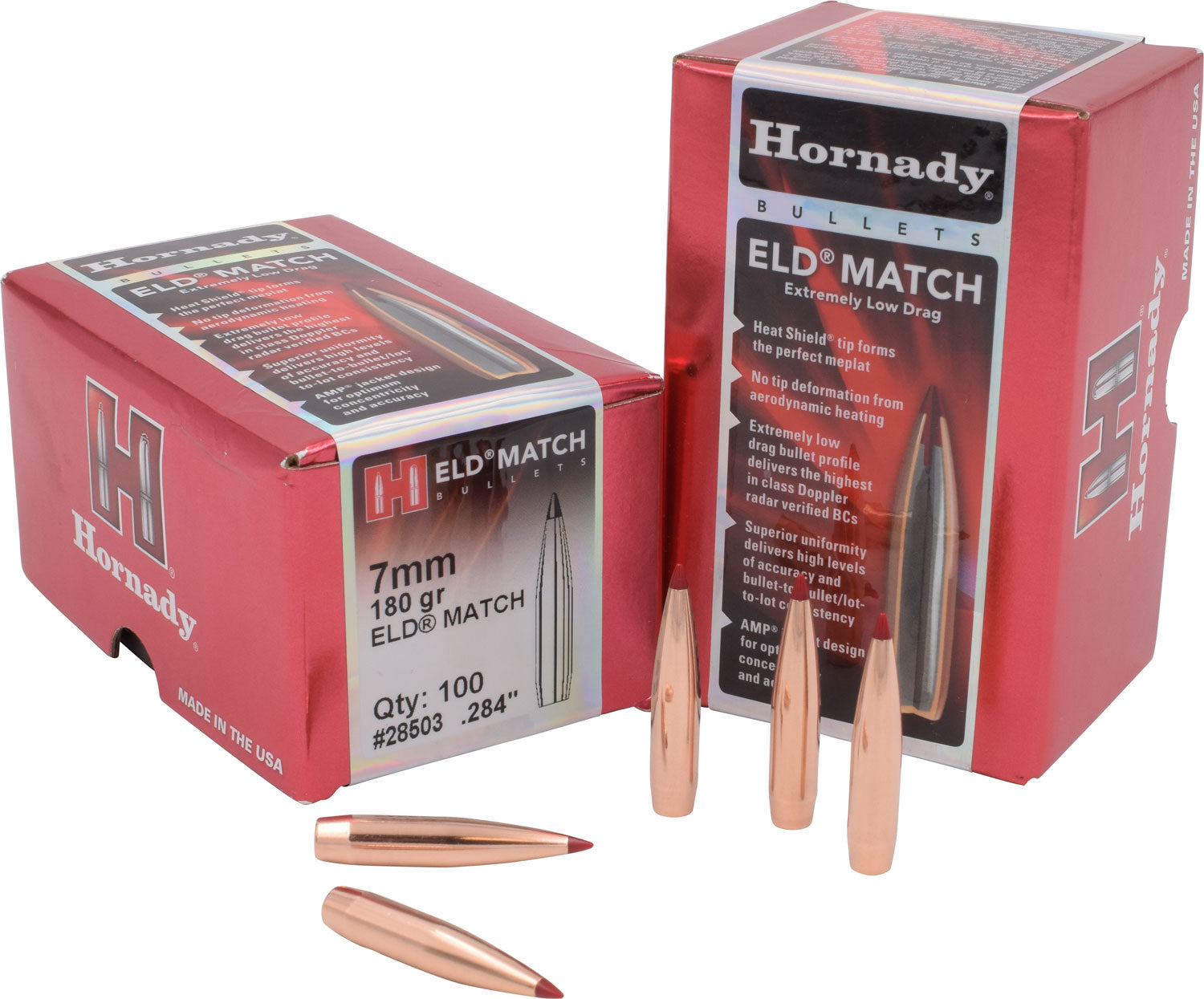 Hornady ELD Match 7mm .284 180gr Match Reloading Bullets 100 Count