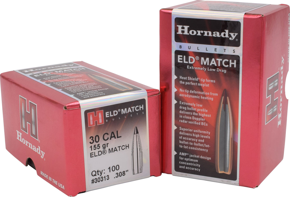 Hornady ELD Match 30 Cal .308 155gr Match Reloading Bullets 100 Count