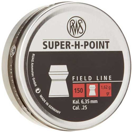 RWS Super-H-Point .25 Cal 25 Grain Field Pellets 150-Count Tin