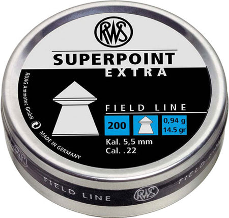 RWS Superpoint Extra .22 Cal 14.5 Grain Pointed Pellets 200-Count Tin