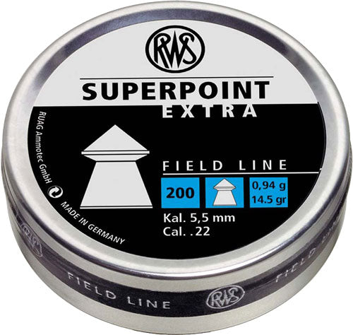 RWS Superpoint Extra .22 Cal 14.5 Grain Pointed Pellets 200-Count Tin