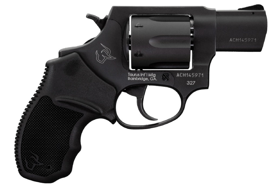 Taurus 232721 327 Small Frame 327 Federal Mag 6rd 2" Matte Black Carbon Steel Barrel, Cylinder & Frame, Black Finger Groove Rubber Grip, Hammer Safety