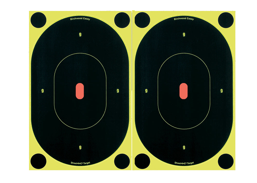 Birchwood Casey 34710 Shoot-N-C 6-Pack Reactive 7" Oval Silhouette Target Black/Yellow Adhesive