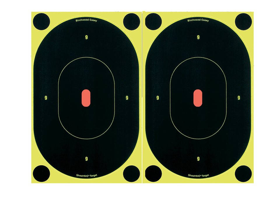Birchwood Casey 34710 Shoot-N-C 6-Pack Reactive 7" Oval Silhouette Target Black/Yellow Adhesive