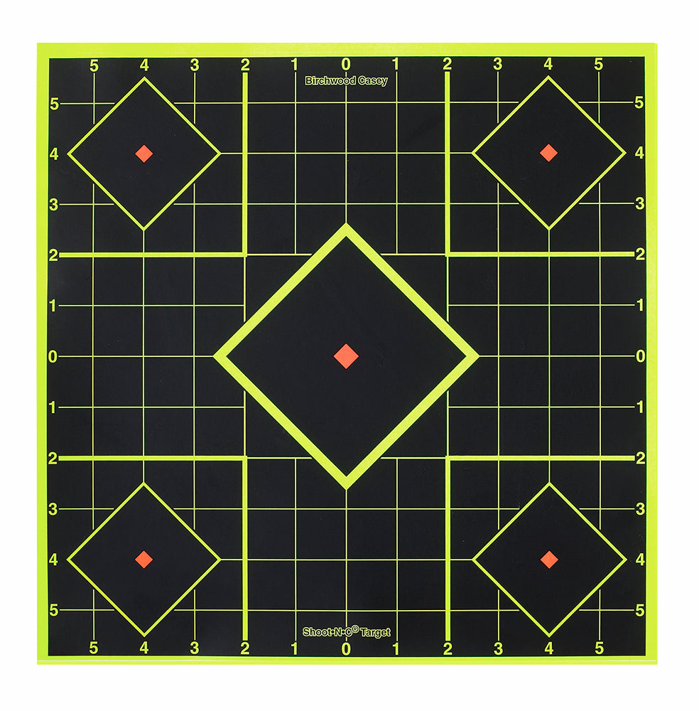 Birchwood Casey 8" 5-Diamond Shoot-N-C Self-Adhesive Target Black/Yellow 6 Pack