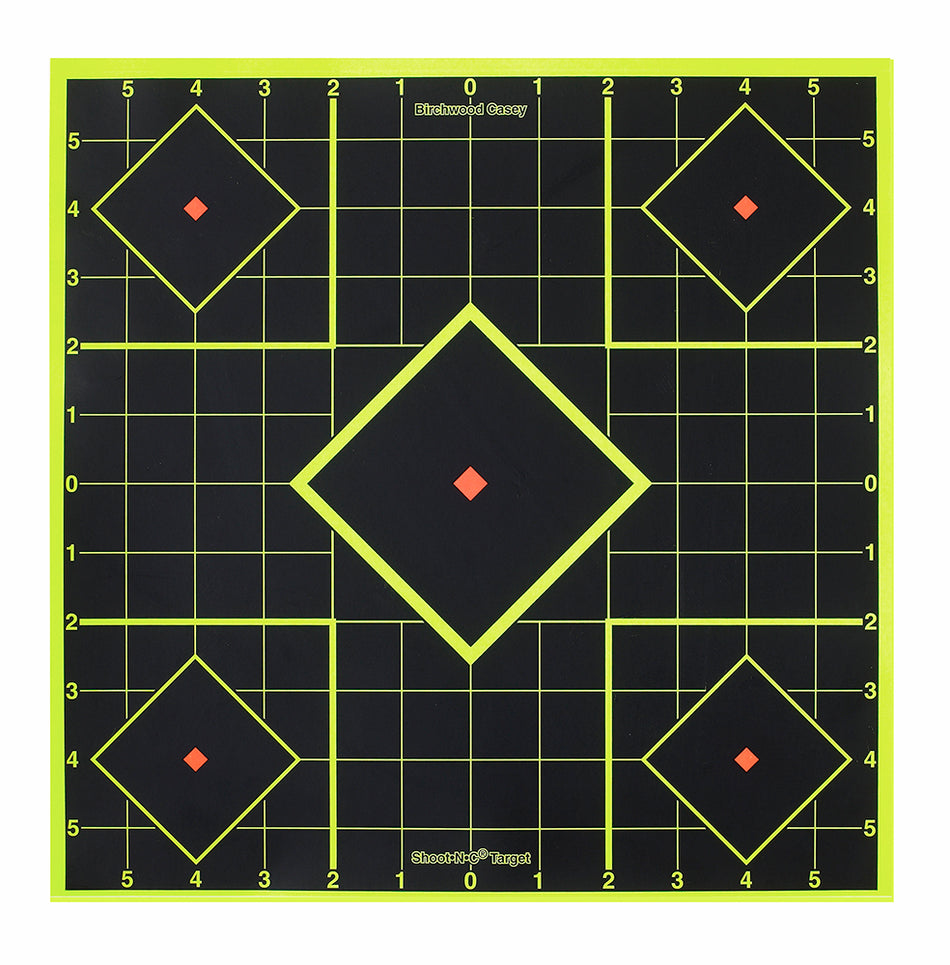 Birchwood Casey 8" 5-Diamond Shoot-N-C Self-Adhesive Target Black/Yellow 6 Pack