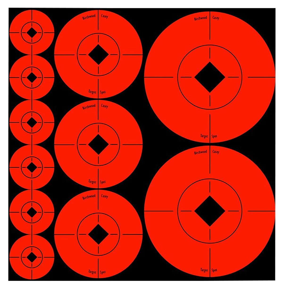 Birchwood Casey 33928 Target Spots Adhesive Paper Bullseye Black/Orange Assorted 60-Count