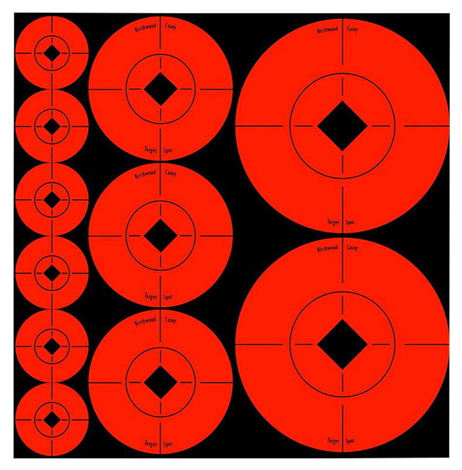 Birchwood Casey 33928 Target Spots Adhesive Paper Bullseye Black/Orange Assorted 60-Count