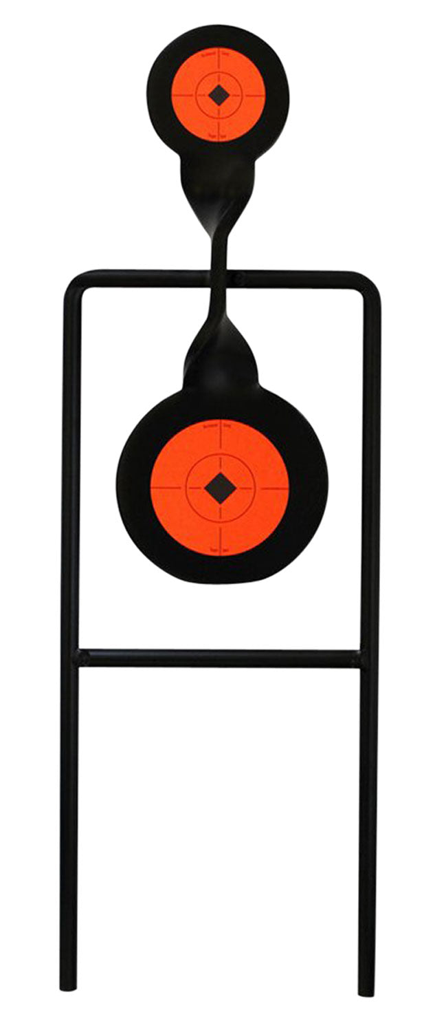Birchwood Casey 46244 Double Mag Steel Standing Spinner Target for Centerfire Handguns Black/Orange