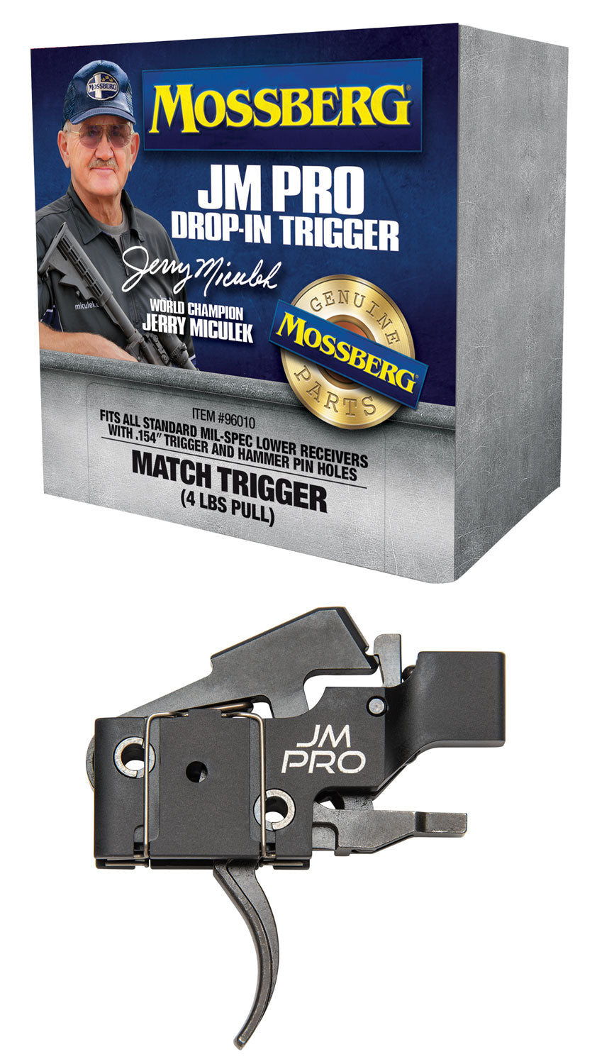 Mossberg 96010 JM Pro Adjustable AR Match Trigger Drop-In 4 lb Pull .154" Trigger & Hammer Pins AR15/AR10