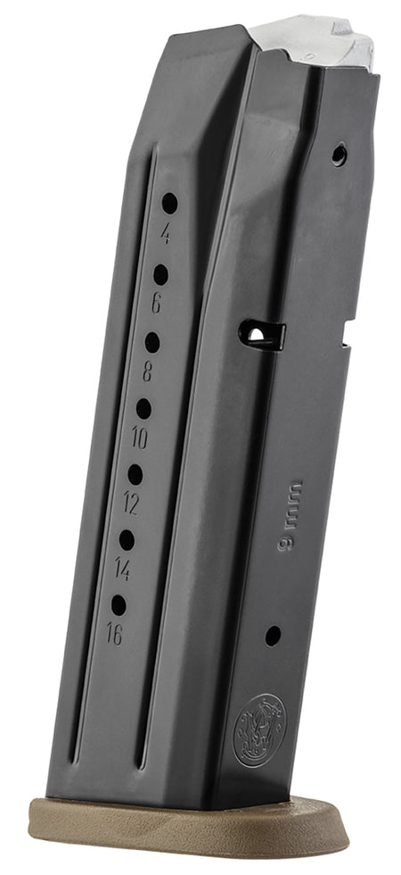 S&W 3007345 M&P 17-Round 9mm Luger Steel Magazine with Brown Baseplate