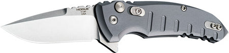 Hogue X1 Microflip 2.75" Folding Drop Point Blade Matte Grey Aluminum Frame