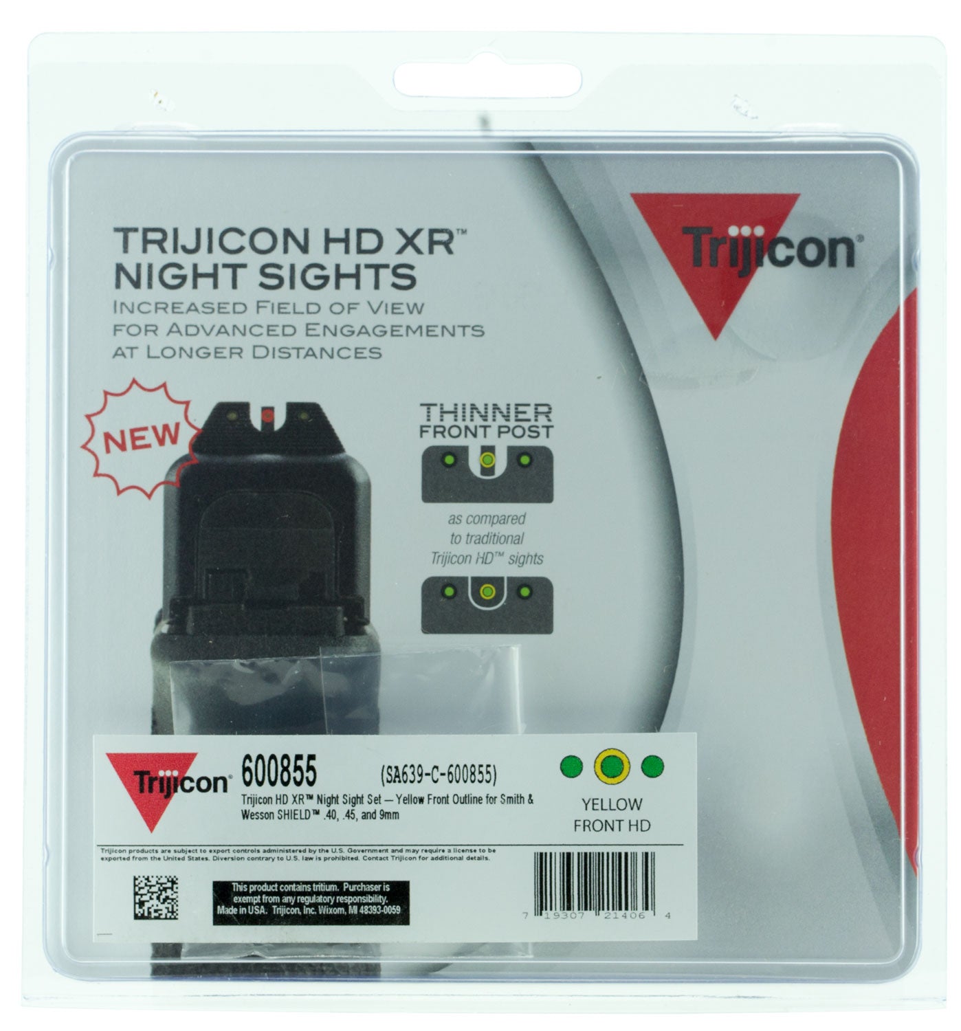 Trijicon HD XR Night Sights Green/Yellow Front & Green/Black Rear Tritium Set - S&W M&P Shield Series