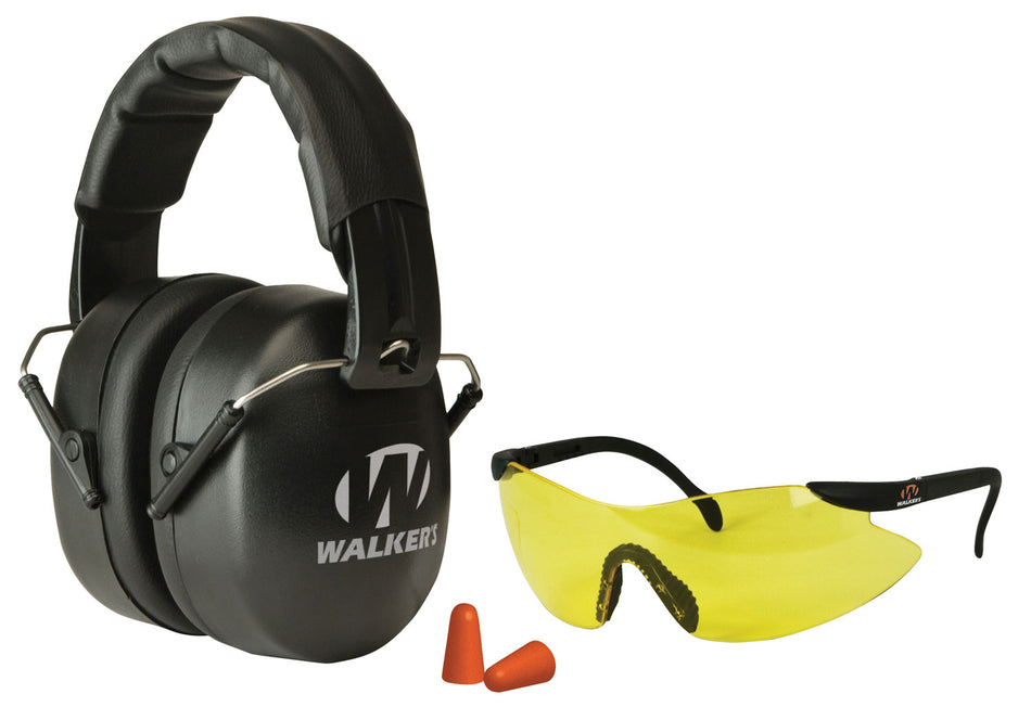 Walker's EXT Range Muff Combo Set 31 dB NRR Includes Shooting Muff, Glasses, and Ear Plugs