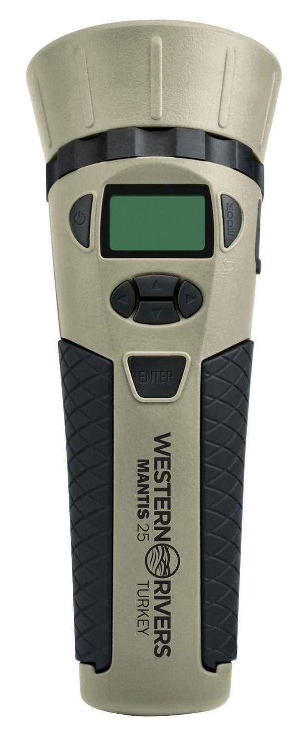 Western Rivers Mantis Electronic Turkey Call, 25 Sounds, Hand Lanyard Included, Tan