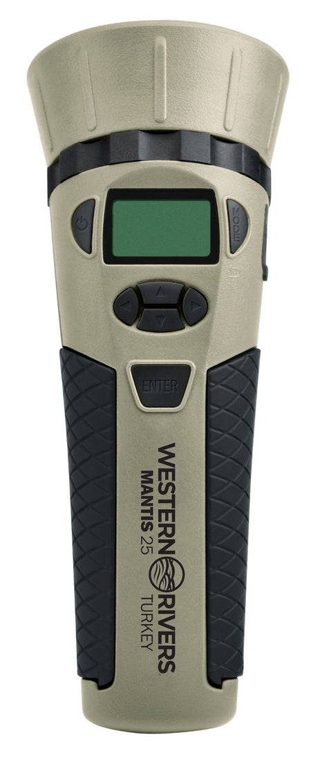 Western Rivers Mantis Electronic Turkey Call, 25 Sounds, Hand Lanyard Included, Tan