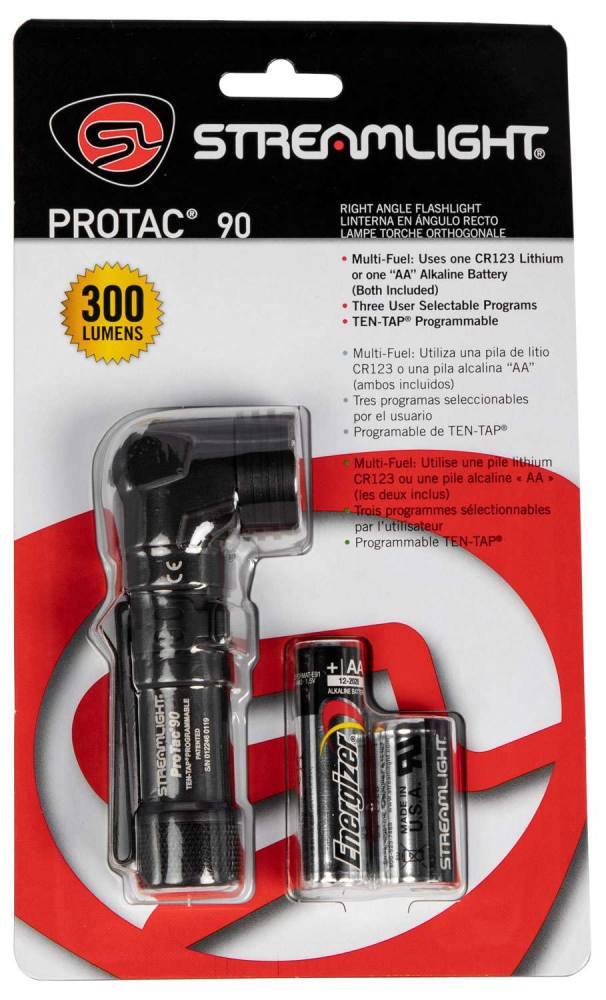 Streamlight ProTac 90 Tactical Right Angle Light with CR123 Lithium and Alkaline Batteries