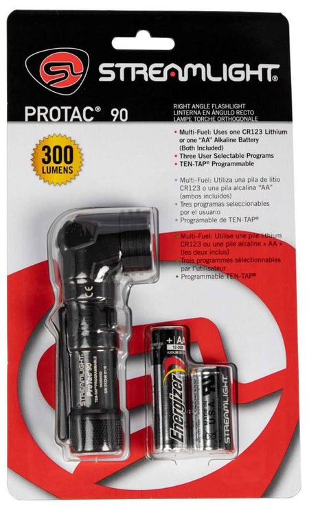 Streamlight ProTac 90 Tactical Right Angle Light with CR123 Lithium and Alkaline Batteries