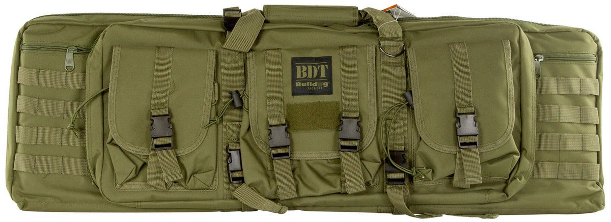 Bulldog BDT4037G BDT Single Tactical Rifle Case Green Nylon with High-Vis Pockets and Lockable Zippers