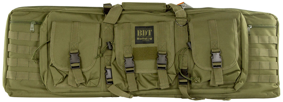 Bulldog BDT4037G BDT Single Tactical Rifle Case Green Nylon with High-Vis Pockets and Lockable Zippers
