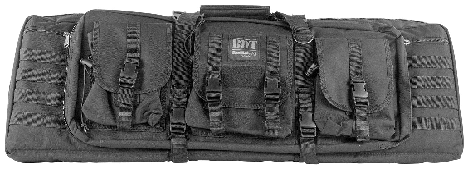 Bulldog BDT6037B BDT Double Tactical Rifle Case Black Nylon, Holds 2 Rifles with High-Vis Pockets