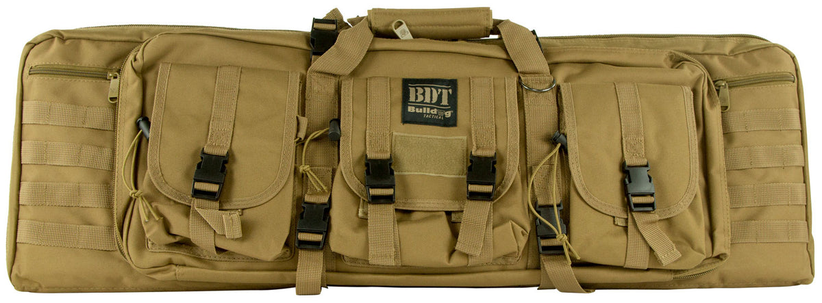 Bulldog BDT6037T BDT Double Tactical Rifle Case 37" Tan Nylon with High-Vis Pockets and Lockable Zippers