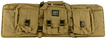 Bulldog BDT6037T BDT Double Tactical Rifle Case 37" Tan Nylon with High-Vis Pockets and Lockable Zippers