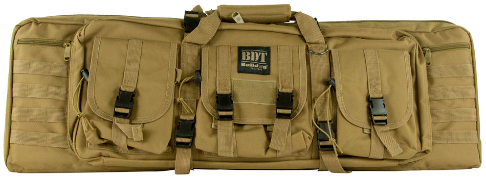 Bulldog BDT6037T BDT Double Tactical Rifle Case 37" Tan Nylon with High-Vis Pockets and Lockable Zippers