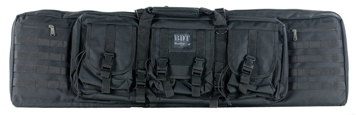 Bulldog BDT6043B BDT Double Tactical Rifle Case 43" Black Nylon with High-Vis Pockets and Lockable Zippers