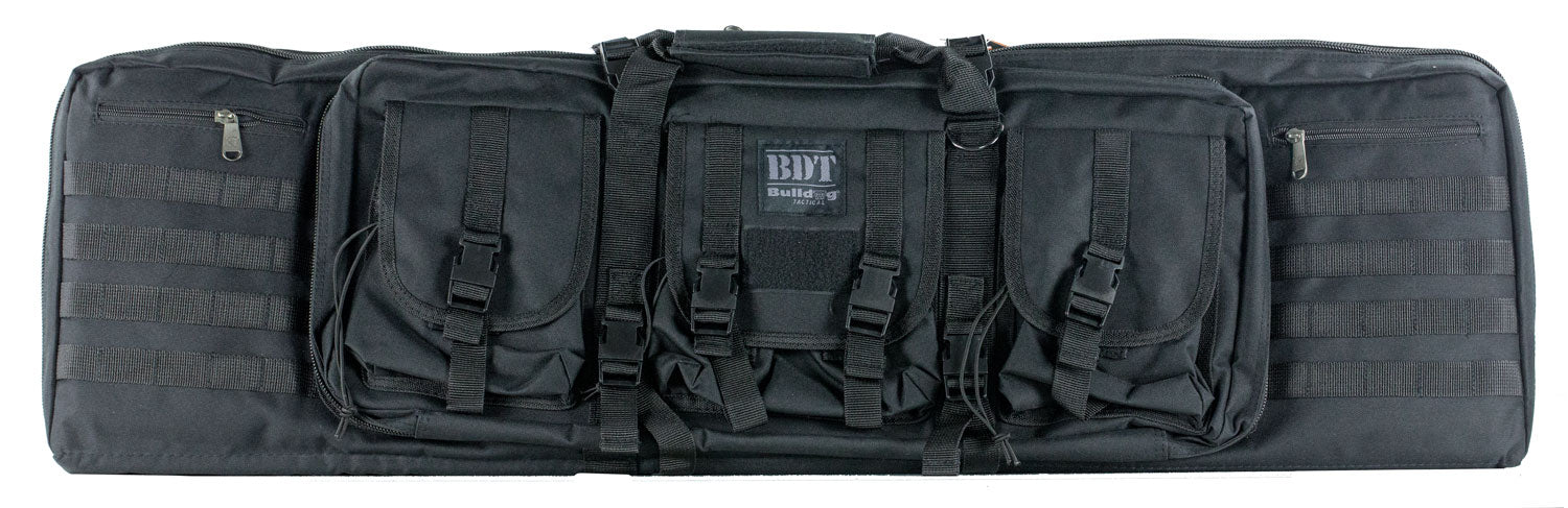 Bulldog BDT6043B BDT Double Tactical Rifle Case 43" Black Nylon with High-Vis Pockets and Lockable Zippers