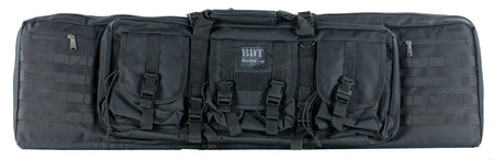 Bulldog BDT6043B BDT Double Tactical Rifle Case 43" Black Nylon with High-Vis Pockets and Lockable Zippers