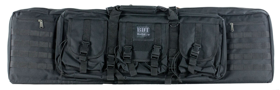 Bulldog BDT6043B BDT Double Tactical Rifle Case 43" Black Nylon with High-Vis Pockets and Lockable Zippers