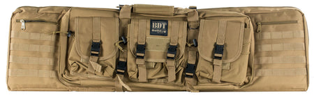 Bulldog BDT6043T BDT Double Tactical Rifle Case 43" Tan Nylon with High-Vis Pockets and Lockable Zippers