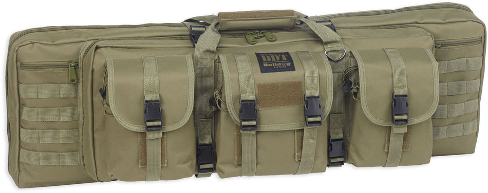 Bulldog BDT6043G BDT Double Tactical Rifle Case 43" Green Nylon with High-Vis Pockets and Lockable Zippers