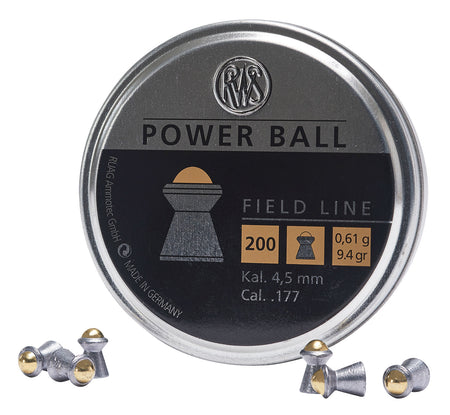 RWS Power Ball Field Line .177 Steel-Lead Domed Air Pellets 200/Tin