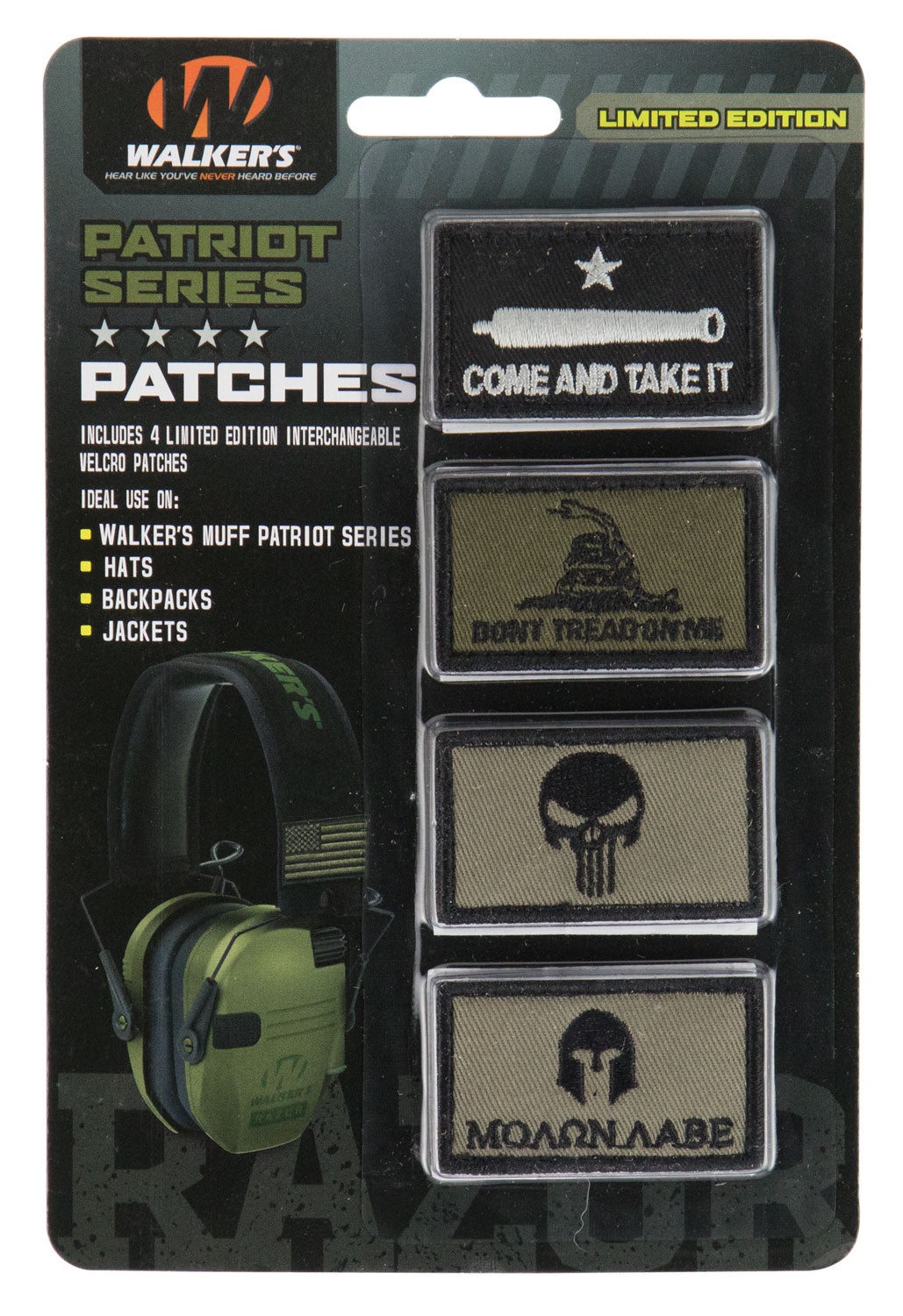 Walkers Patriot Come & Take It Muff Patch Kit 4-Pair Velcro GXPPATKIT